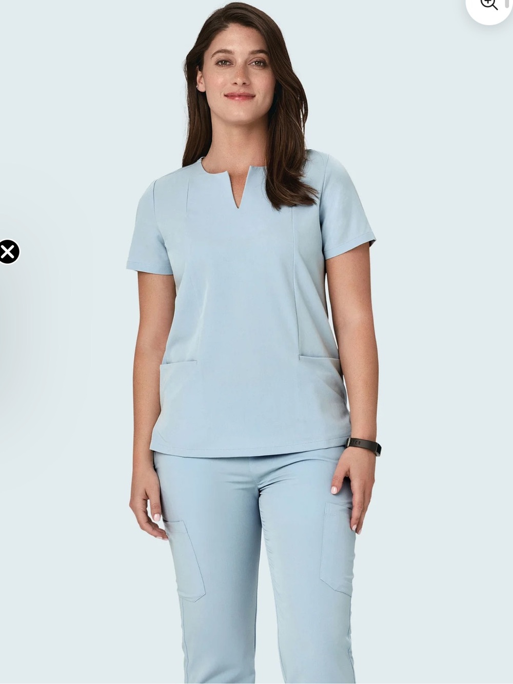 Set-Light Blue Women's Notch Neck Scrub Top and jogger